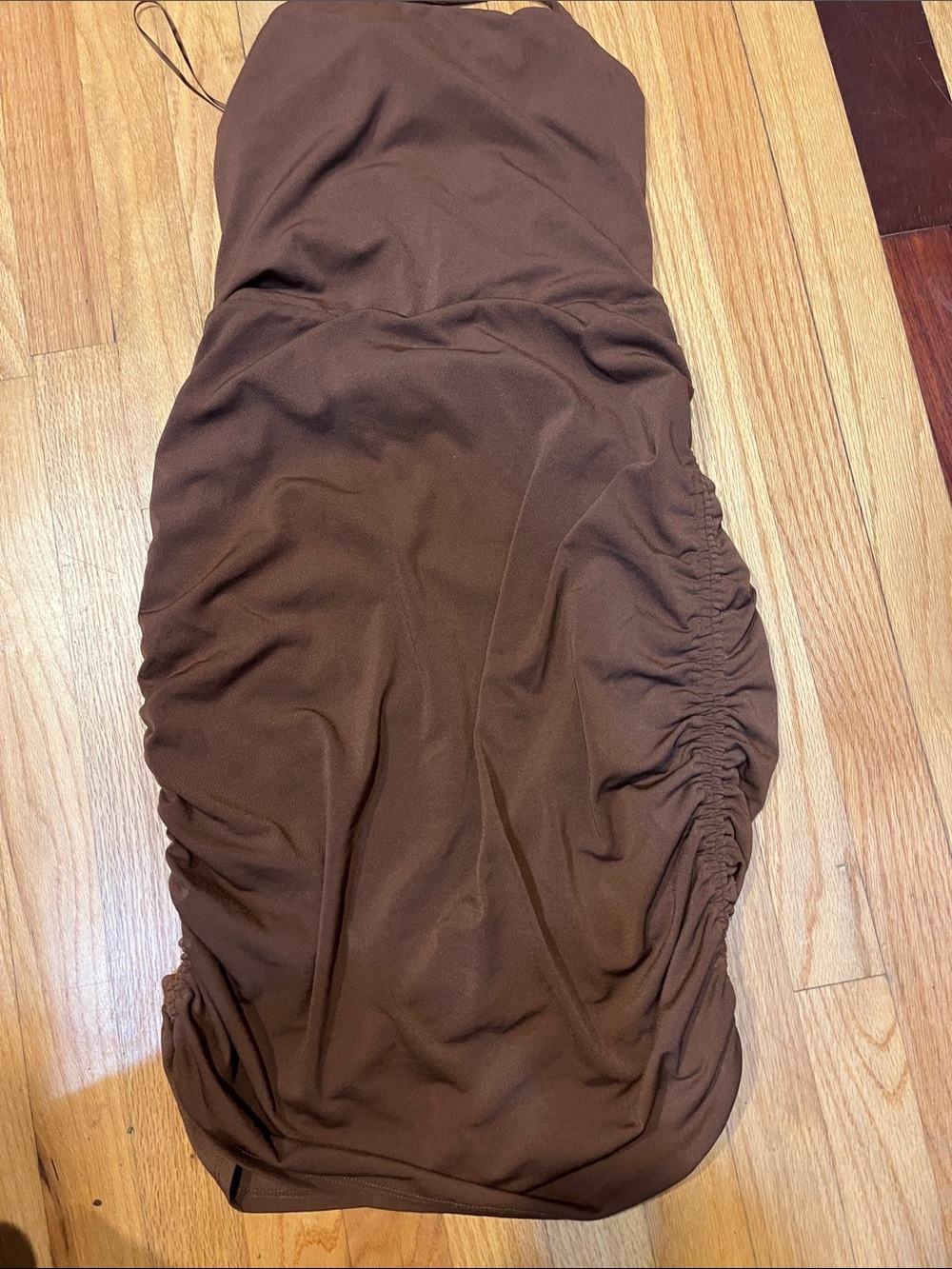 Chocolate Brown Ruched Side Bodycon Dress